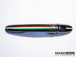 FIAT 500 Exterior Door Handle Kit - Carbon Fiber - Italian Racing Stripe Design